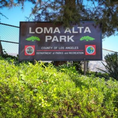 Sign reads Loma Alta Park, which is located in Altadena.